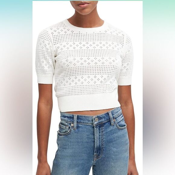 7 For All Mankind Tops - 7 For All Mankind Pointelle Crewneck Top Large